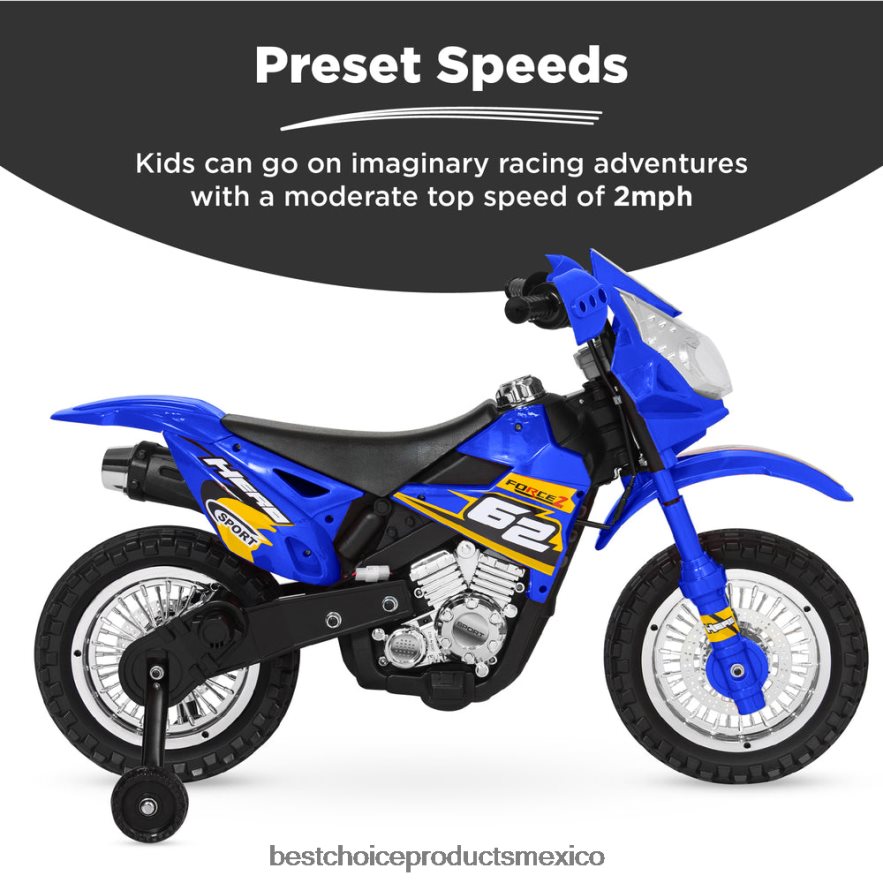 juguete y juego | Moto de juguete eléctrica para niños de 6 voltios con ruedas de entrenamiento, luces y música Best Choice Products azul X080FZ521