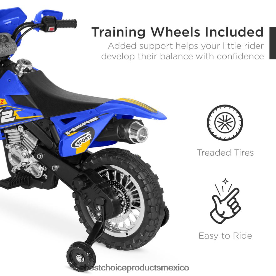 juguete y juego | Moto de juguete eléctrica para niños de 6 voltios con ruedas de entrenamiento, luces y música Best Choice Products azul X080FZ521