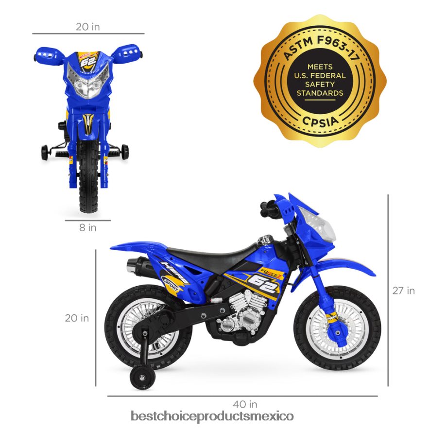 juguete y juego | Moto de juguete eléctrica para niños de 6 voltios con ruedas de entrenamiento, luces y música Best Choice Products azul X080FZ521