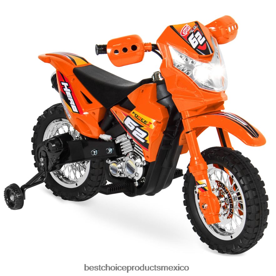 juguete y juego | Moto de juguete eléctrica para niños de 6 voltios con ruedas de entrenamiento, luces y música Best Choice Products naranja X080FZ519
