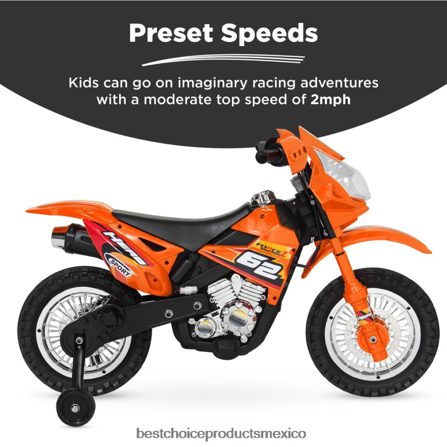 juguete y juego | Moto de juguete eléctrica para niños de 6 voltios con ruedas de entrenamiento, luces y música Best Choice Products naranja X080FZ519