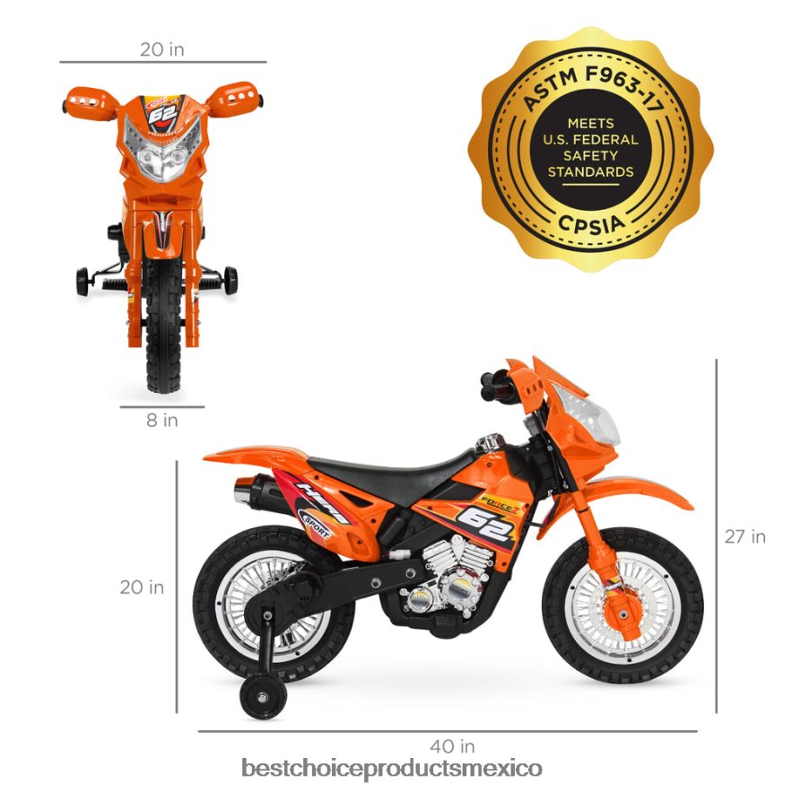 juguete y juego | Moto de juguete eléctrica para niños de 6 voltios con ruedas de entrenamiento, luces y música Best Choice Products naranja X080FZ519