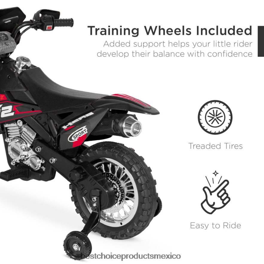 juguete y juego | Moto de juguete eléctrica para niños de 6 voltios con ruedas de entrenamiento, luces y música Best Choice Products negro X080FZ520