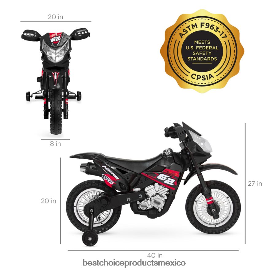 juguete y juego | Moto de juguete eléctrica para niños de 6 voltios con ruedas de entrenamiento, luces y música Best Choice Products negro X080FZ520