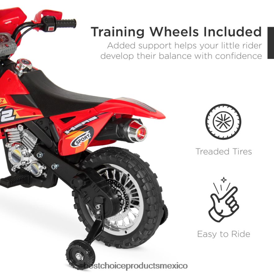 juguete y juego | Moto de juguete eléctrica para niños de 6 voltios con ruedas de entrenamiento, luces y música Best Choice Products rojo X080FZ517