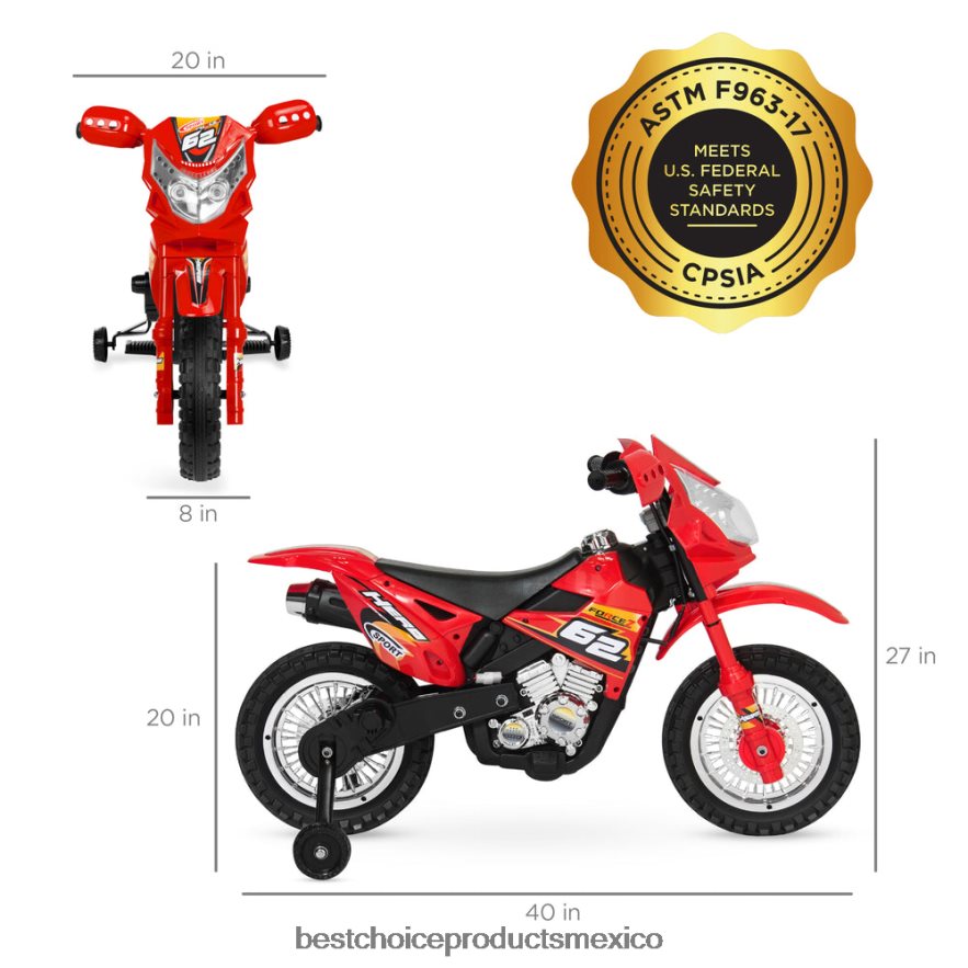 juguete y juego | Moto de juguete eléctrica para niños de 6 voltios con ruedas de entrenamiento, luces y música Best Choice Products rojo X080FZ517