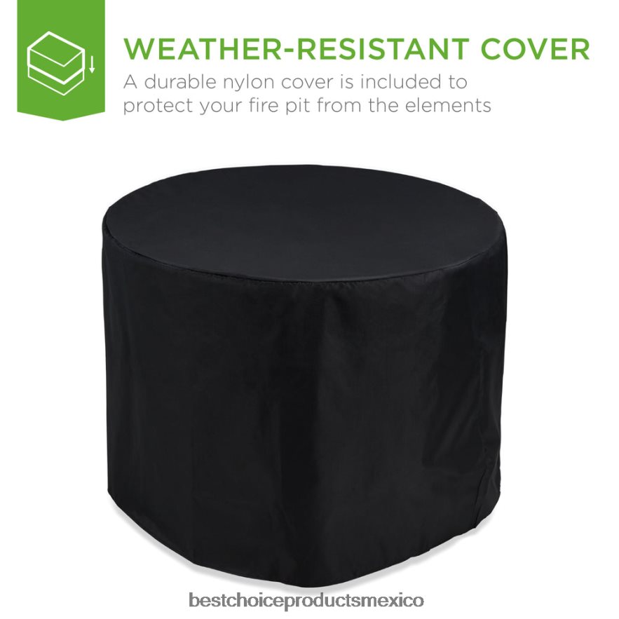 vida al aire libre | Mesa redonda para fogón, brasero de mimbre para exteriores de 50.000 BTU con cubierta Best Choice Products marrón X080FZ1365