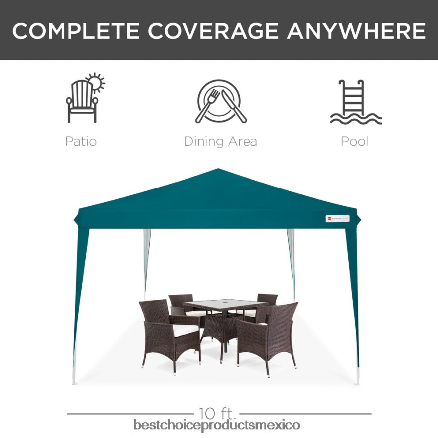 vida al aire libre | Tienda de campaña con dosel emergente portátil para exteriores con estuche de transporte, 10x10 pies Best Choice Products azul claro X080FZ1158