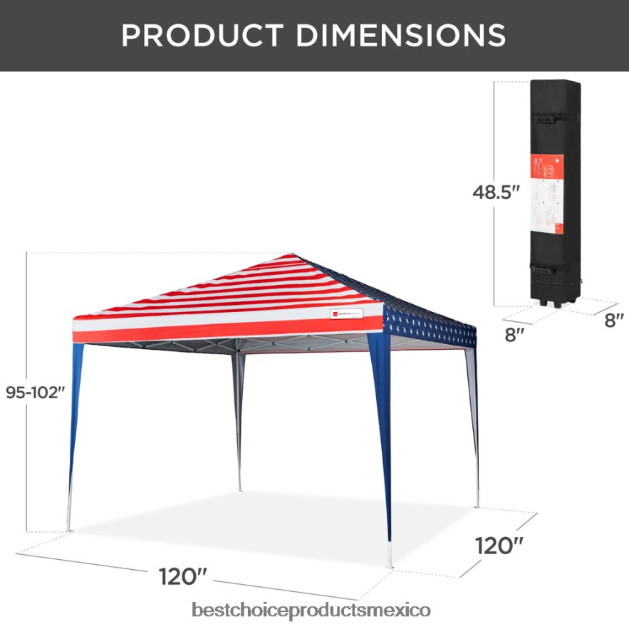 vida al aire libre | Tienda de campaña con dosel emergente portátil para exteriores con estuche de transporte, 10x10 pies Best Choice Products bandera estadounidense X080FZ1157