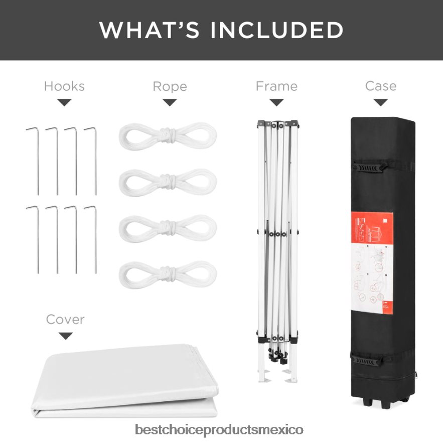 vida al aire libre | Tienda de campaña con dosel emergente portátil para exteriores con estuche de transporte, 10x10 pies Best Choice Products blanco X080FZ1150