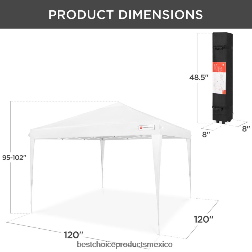 vida al aire libre | Tienda de campaña con dosel emergente portátil para exteriores con estuche de transporte, 10x10 pies Best Choice Products blanco X080FZ1150