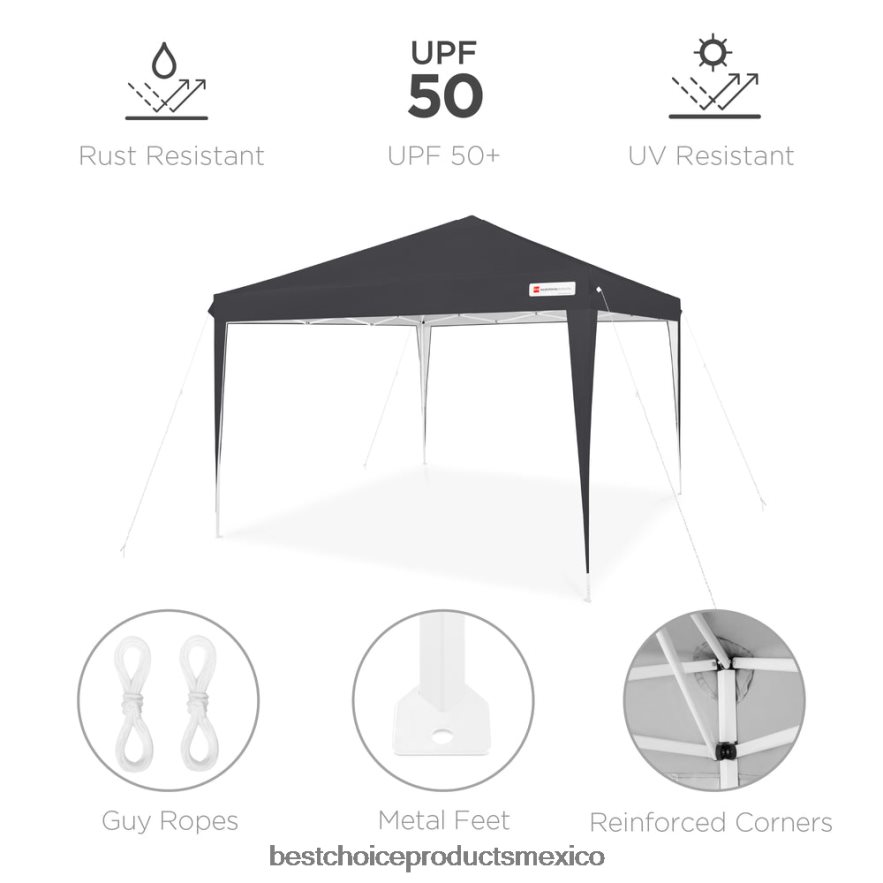 vida al aire libre | Tienda de campaña con dosel emergente portátil para exteriores con estuche de transporte, 10x10 pies Best Choice Products negro X080FZ1152