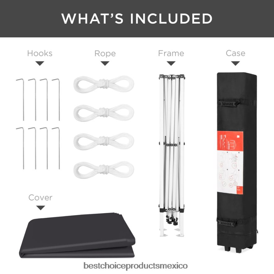 vida al aire libre | Tienda de campaña con dosel emergente portátil para exteriores con estuche de transporte, 10x10 pies Best Choice Products negro X080FZ1152