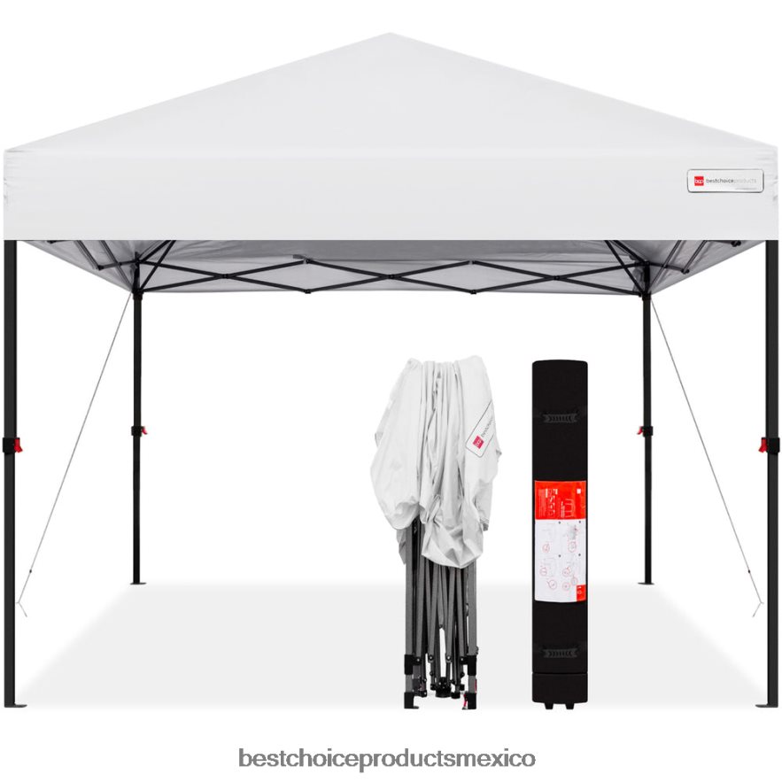 vida al aire libre | Toldo desplegable instantáneo para una sola persona con bolsa con ruedas Best Choice Products blanco X080FZ1054