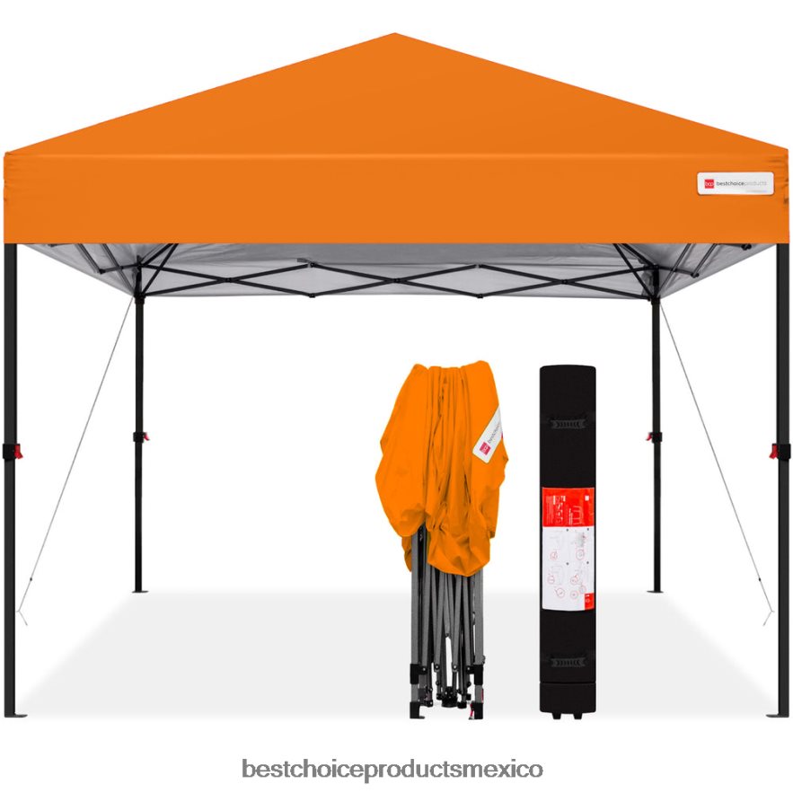 vida al aire libre | Toldo desplegable instantáneo para una sola persona con bolsa con ruedas Best Choice Products naranja X080FZ1058