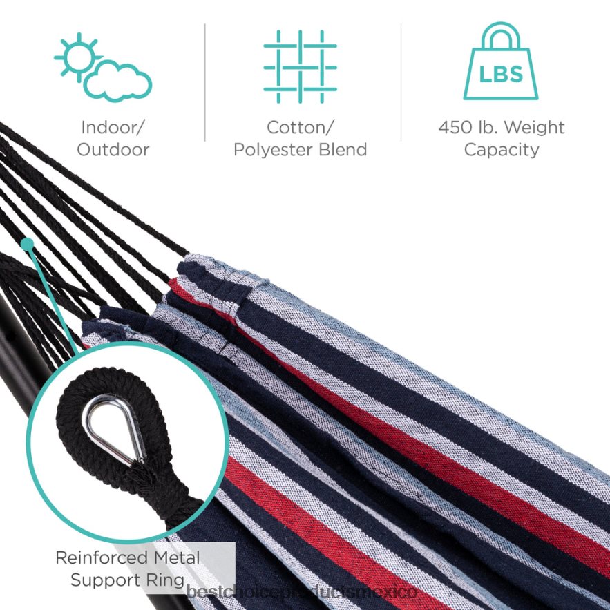 vida al aire libre | Hamaca doble estilo brasileño para 2 personas con bolsa de transporte y soporte de acero Best Choice Products abismo X080FZ882