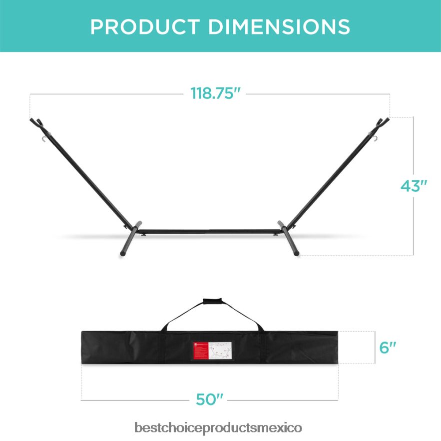 vida al aire libre | Hamaca doble estilo brasileño para 2 personas con bolsa de transporte y soporte de acero Best Choice Products acero X080FZ874