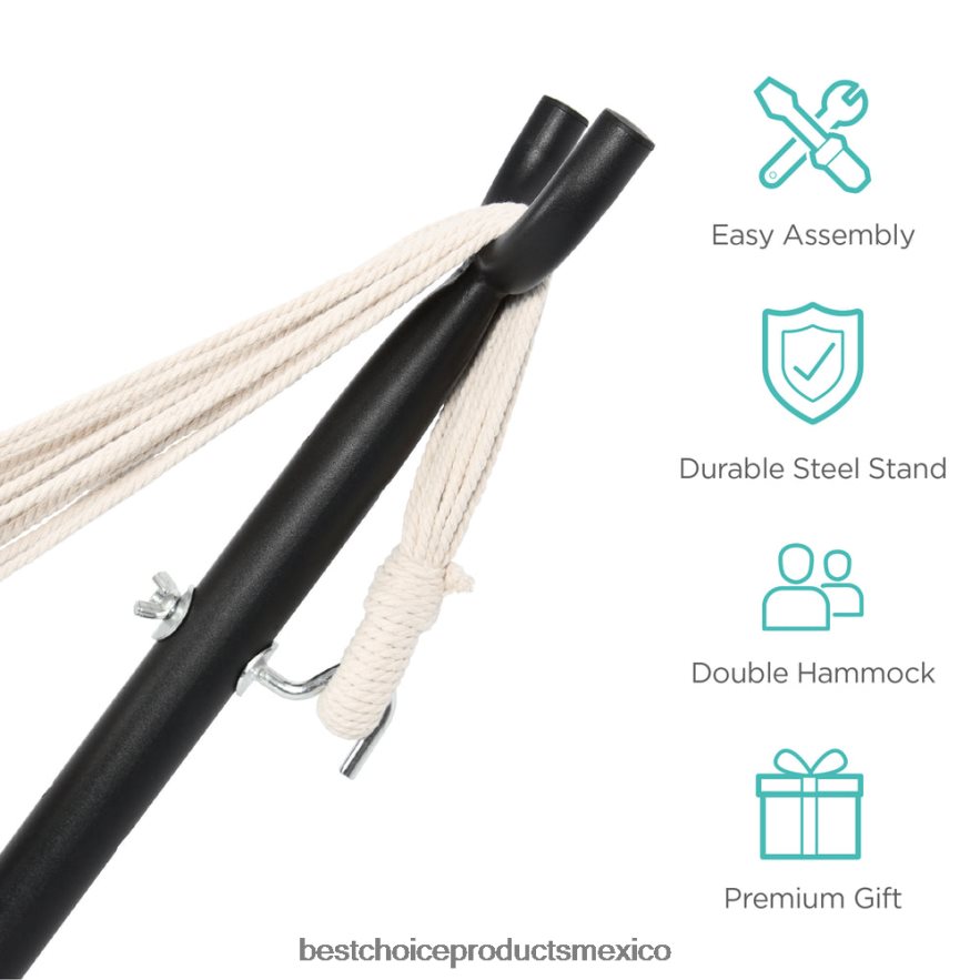 vida al aire libre | Hamaca doble estilo brasileño para 2 personas con bolsa de transporte y soporte de acero Best Choice Products rayas del desierto X080FZ879
