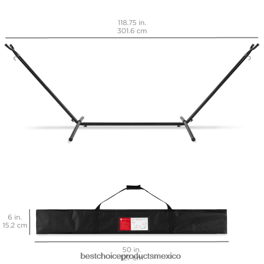 vida al aire libre | Hamaca doble estilo brasileño para 2 personas con bolsa de transporte y soporte de acero Best Choice Products rayas del desierto X080FZ879