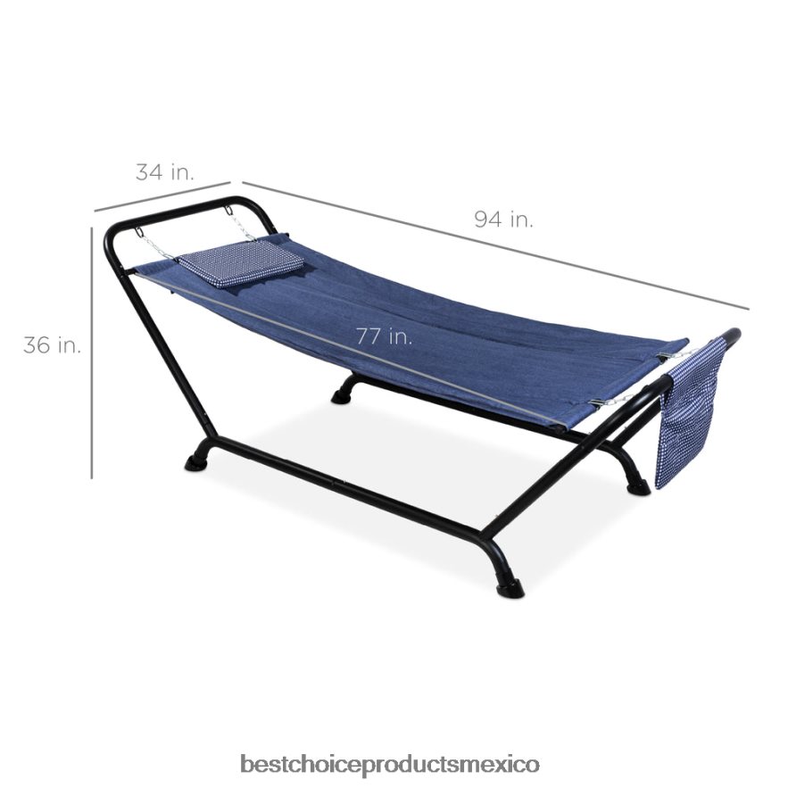 vida al aire libre | hamaca para patio exterior, jardín con soporte, almohada, bolsillos de almacenamiento Best Choice Products azul X080FZ924
