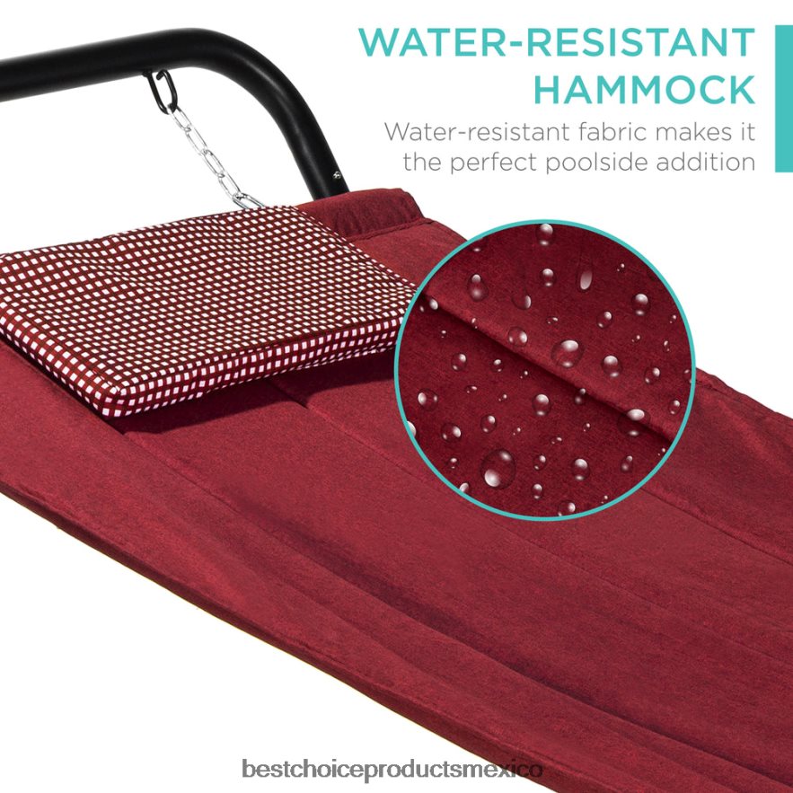 vida al aire libre | hamaca para patio exterior, jardín con soporte, almohada, bolsillos de almacenamiento Best Choice Products rojo X080FZ925