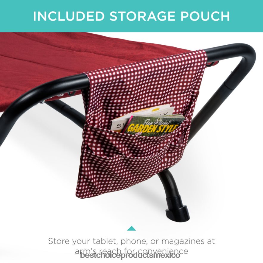 vida al aire libre | hamaca para patio exterior, jardín con soporte, almohada, bolsillos de almacenamiento Best Choice Products rojo X080FZ925