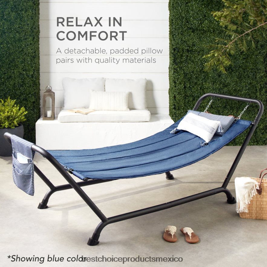 vida al aire libre | hamaca para patio exterior, jardín con soporte, almohada, bolsillos de almacenamiento Best Choice Products rojo X080FZ925