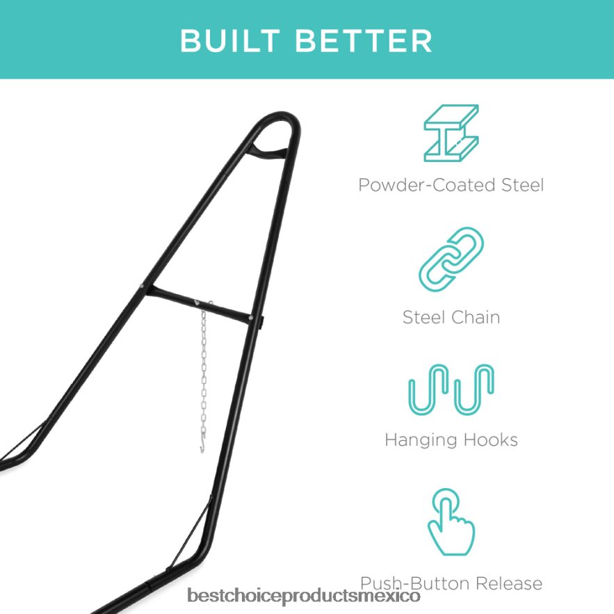 vida al aire libre | soporte de hamaca ajustable para hamacas de 9 a 14 pies Best Choice Products negro X080FZ423