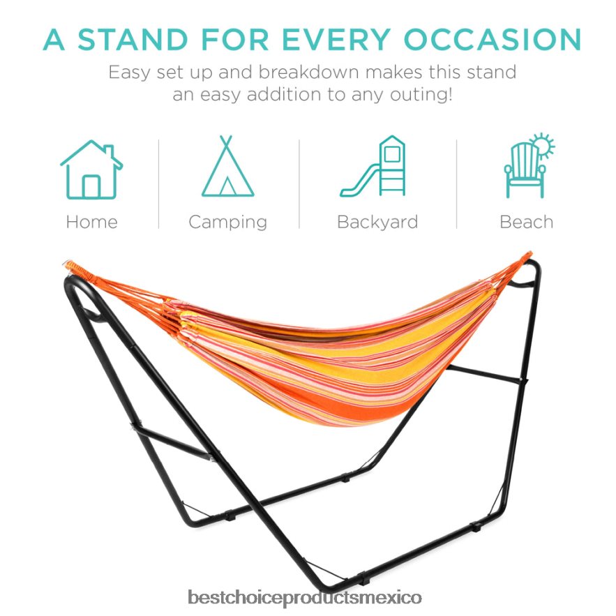 vida al aire libre | soporte de hamaca ajustable para hamacas de 9 a 14 pies Best Choice Products negro X080FZ423