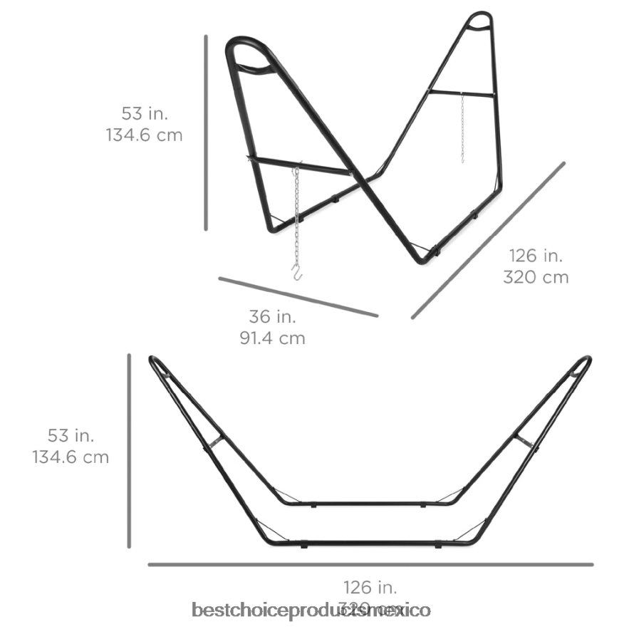 vida al aire libre | soporte de hamaca ajustable para hamacas de 9 a 14 pies Best Choice Products negro X080FZ423