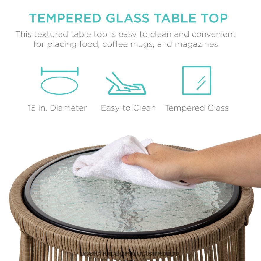 vida al aire libre | Conjunto de sofá seccional tejido con cuerda en forma de L con tumbona desmontable y mesa Best Choice Products natural/negro X080FZ405