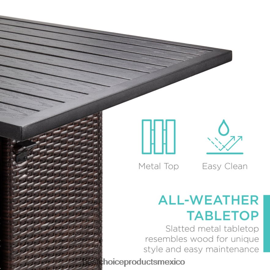 vida al aire libre | Juego de barra de mimbre de 5 piezas con 4 taburetes, abridor de botellas incorporado y almacenamiento oculto Best Choice Products marrón X080FZ1414