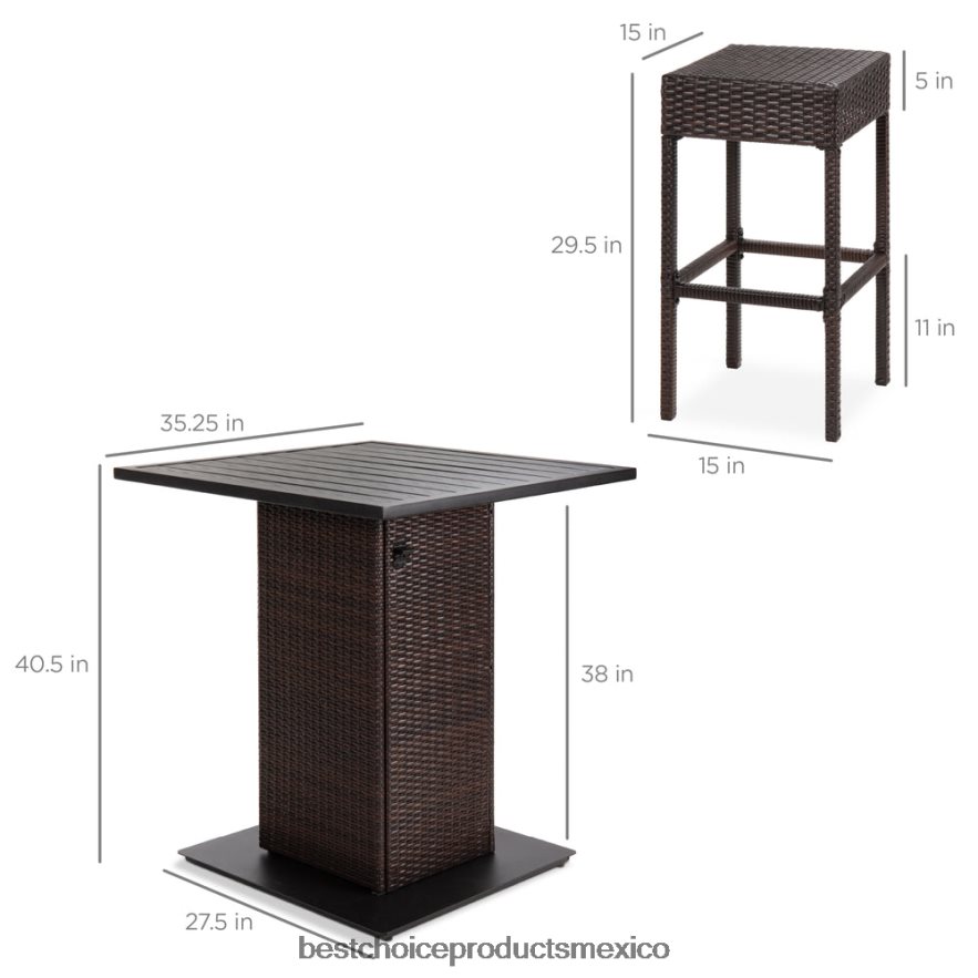 vida al aire libre | Juego de barra de mimbre de 5 piezas con 4 taburetes, abridor de botellas incorporado y almacenamiento oculto Best Choice Products marrón X080FZ1414