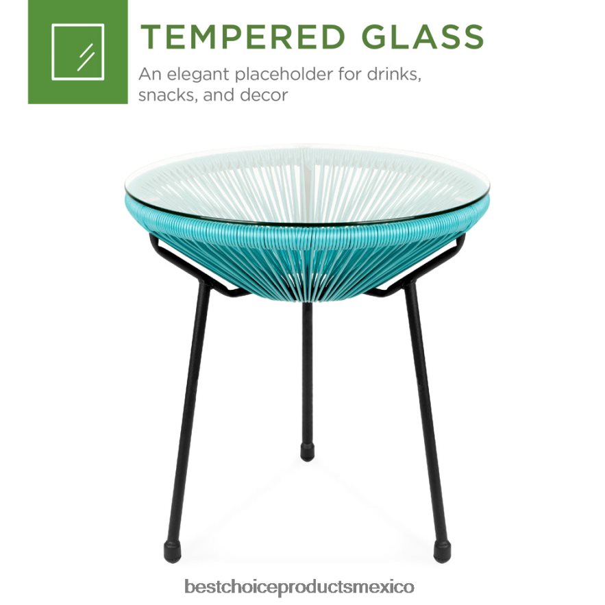 vida al aire libre | Juego de bistró con mecedora Acapulco de cuerda tejida para patio de 3 piezas Best Choice Products azul X080FZ1419