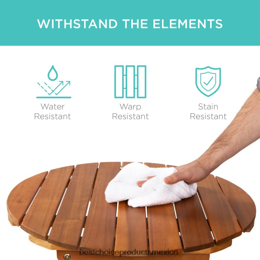 vida al aire libre | Juego de bistró de madera de acacia de 3 piezas con mesa plegable y 2 sillas. Best Choice Products marrón X080FZ421