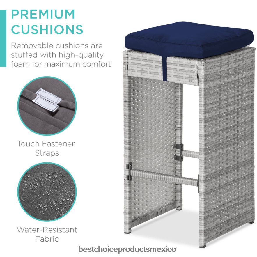 vida al aire libre | Juego de comedor de patio con barra de mimbre de 7 piezas con mesa de vidrio y 6 taburetes Best Choice Products Armada X080FZ1393