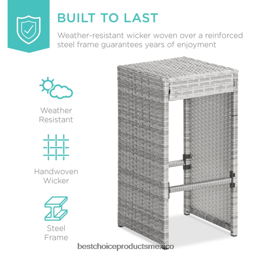 vida al aire libre | Juego de comedor de patio con barra de mimbre de 7 piezas con mesa de vidrio y 6 taburetes Best Choice Products Armada X080FZ1393