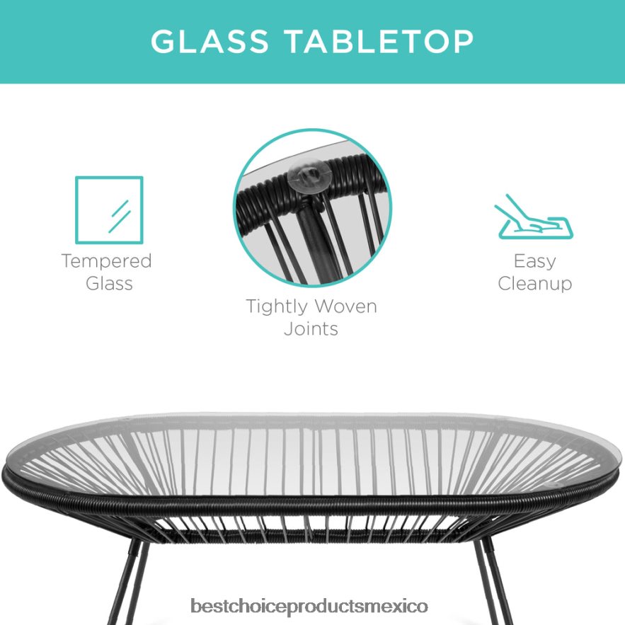 vida al aire libre | Juego de conversación Acapulco de 4 piezas para todo clima con mesa y sofá de dos plazas Best Choice Products negro X080FZ914