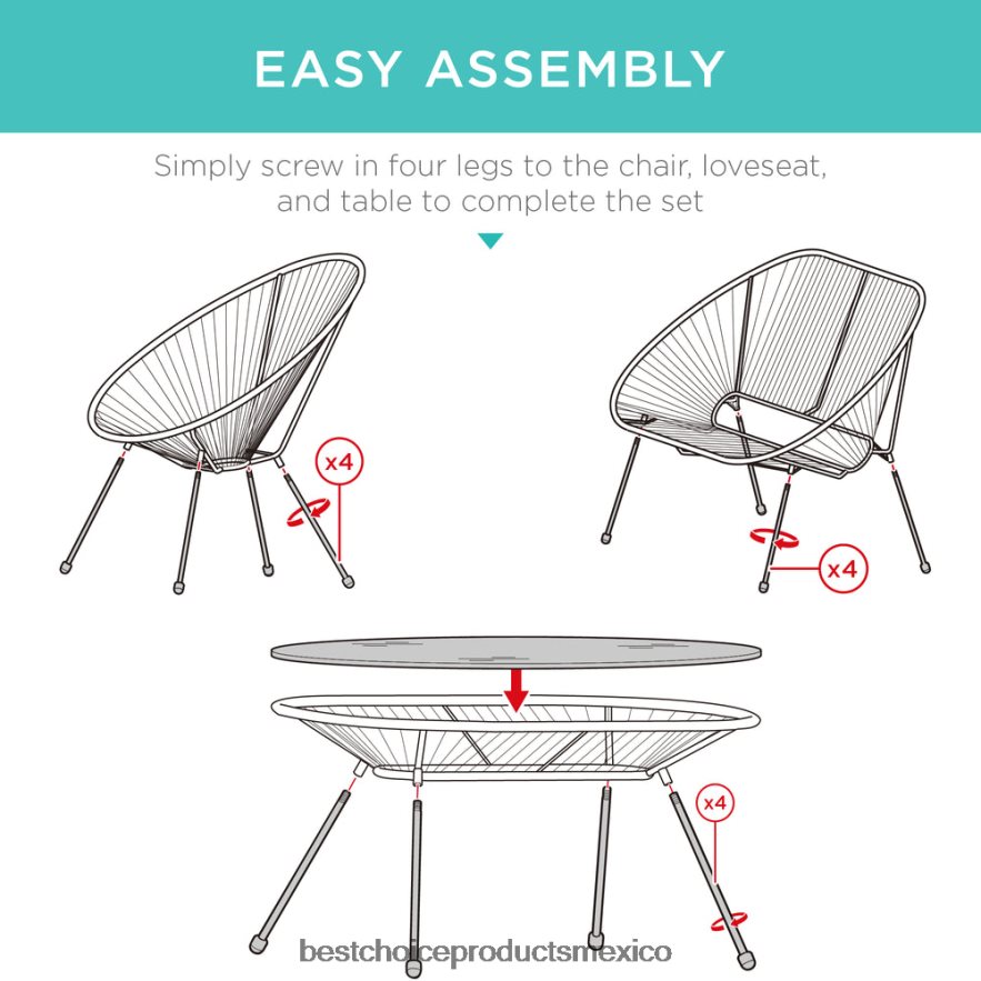 vida al aire libre | Juego de conversación Acapulco de 4 piezas para todo clima con mesa y sofá de dos plazas Best Choice Products verde azulado X080FZ913