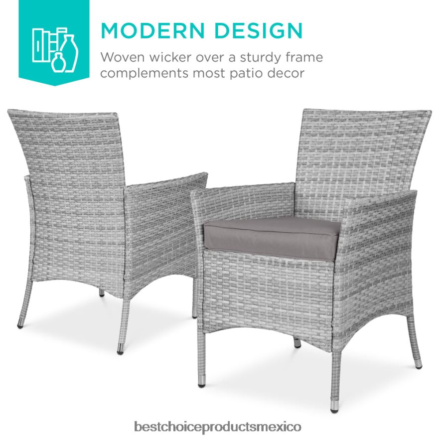 vida al aire libre | Juego de mesa de comedor de mimbre para patio de 5 piezas con 4 sillas Best Choice Products gris X080FZ408