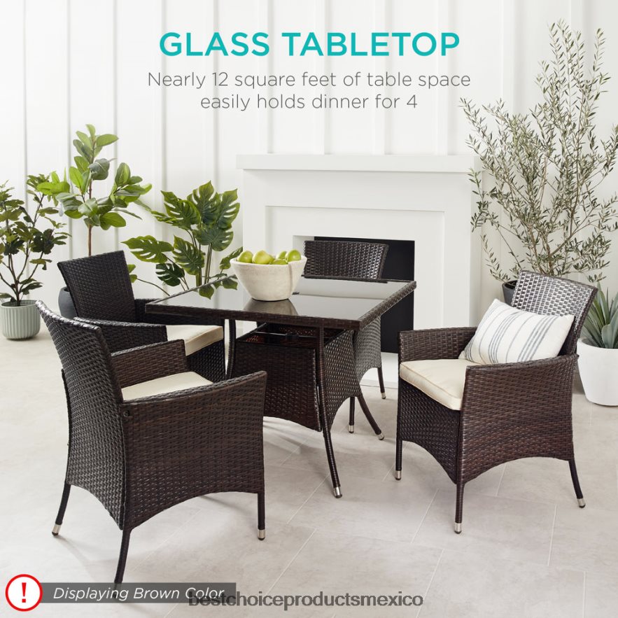 vida al aire libre | Juego de mesa de comedor de mimbre para patio de 5 piezas con 4 sillas Best Choice Products gris X080FZ408