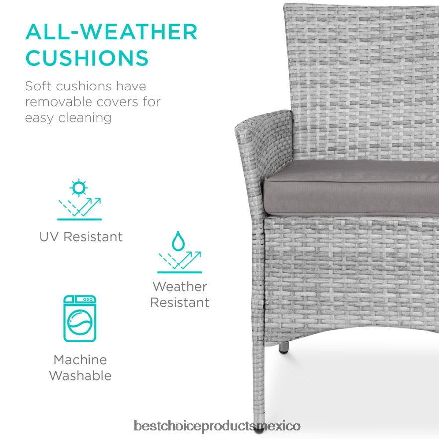 vida al aire libre | Juego de mesa de comedor de mimbre para patio de 5 piezas con 4 sillas Best Choice Products gris X080FZ408