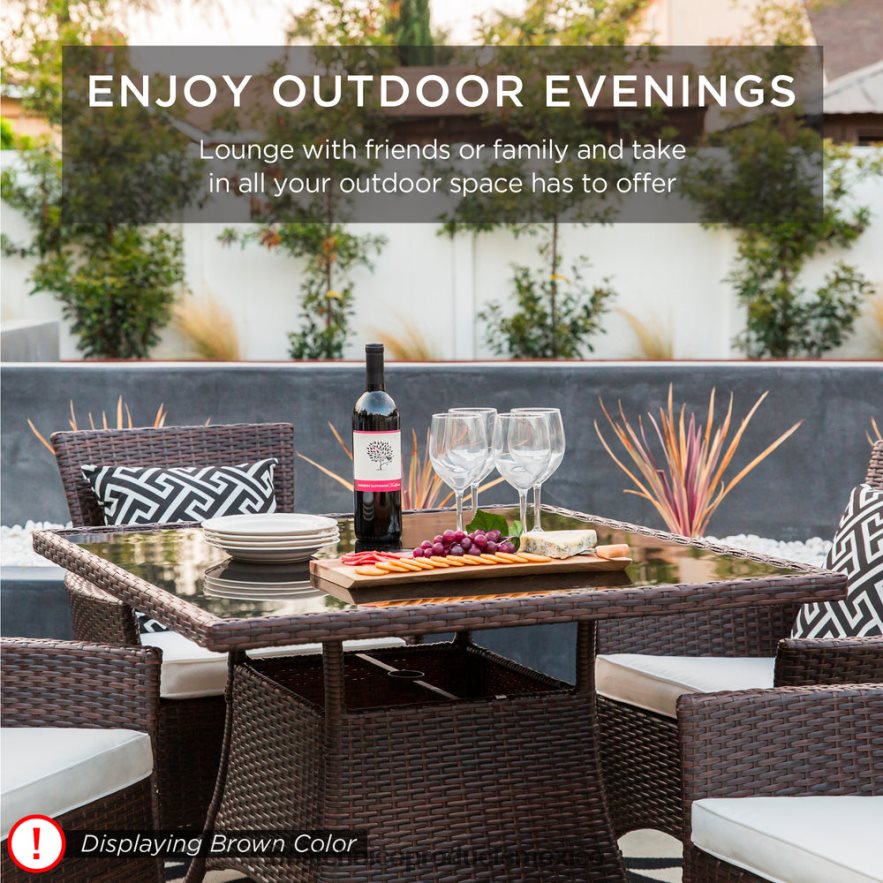 vida al aire libre | Juego de mesa de comedor de mimbre para patio de 5 piezas con 4 sillas Best Choice Products gris X080FZ408