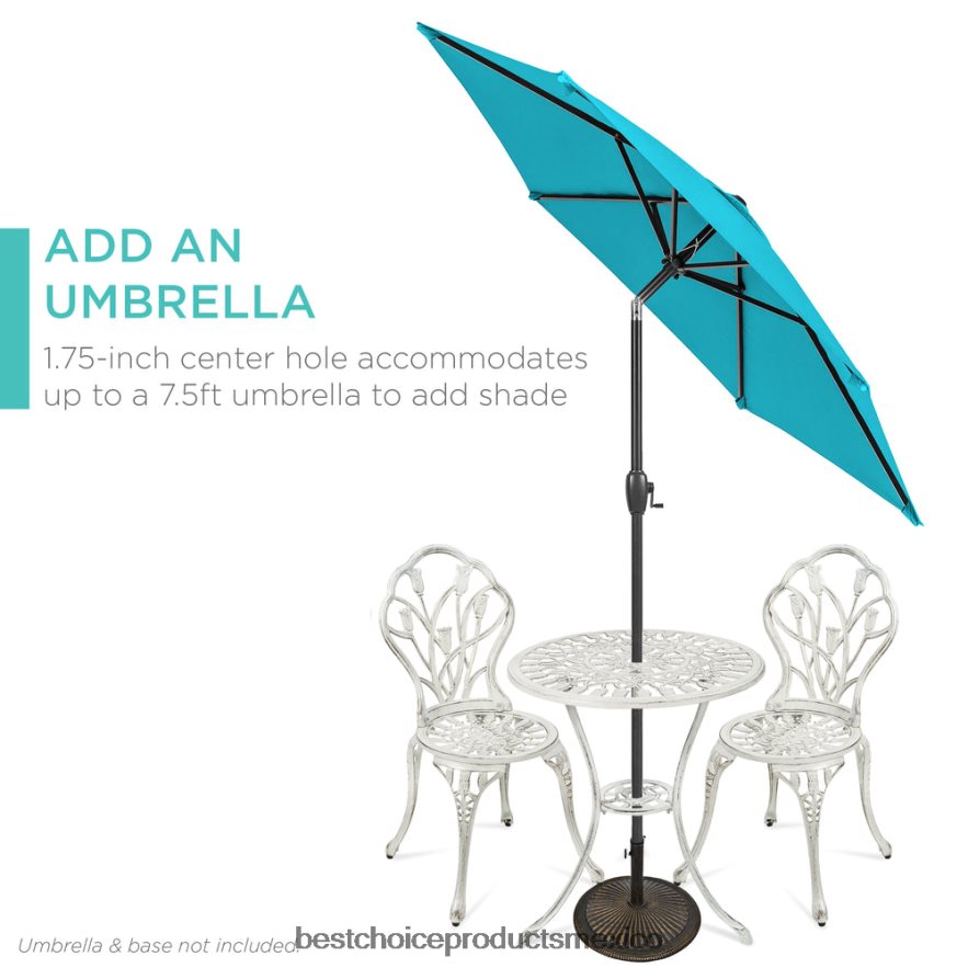 vida al aire libre | Juego de muebles bistró para patio de aluminio fundido de 3 piezas Best Choice Products blanco X080FZ411