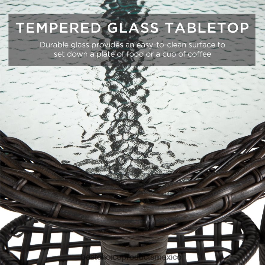 vida al aire libre | Juego de muebles de bistró de mimbre para patio de 3 piezas con 2 mecedoras giratorias y mesa Best Choice Products beige X080FZ1405