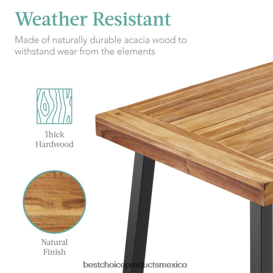vida al aire libre | Mesa de comedor de madera de acacia para interior y exterior para 6 personas Best Choice Products natural X080FZ429