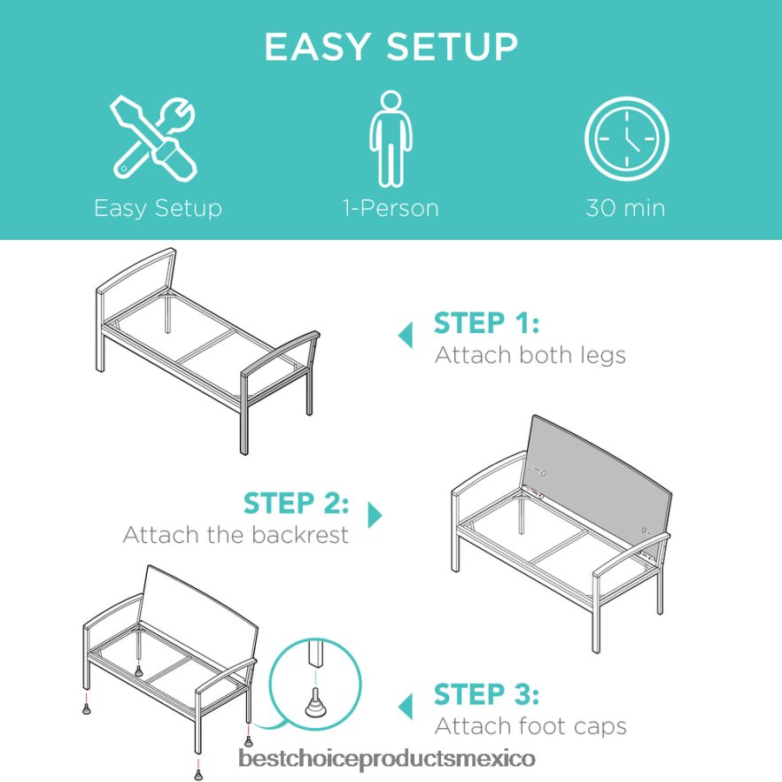vida al aire libre | Banco de mimbre para porche para 2 personas para exteriores, jardín con capacidad de 700 lb Best Choice Products marrón/bronceado X080FZ947