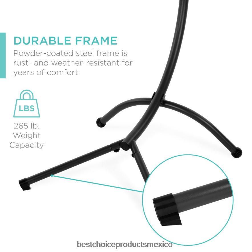 vida al aire libre | Chaise lounge curvada colgante con almohada incorporada, dosel extraíble Best Choice Products gris carbón X080FZ820