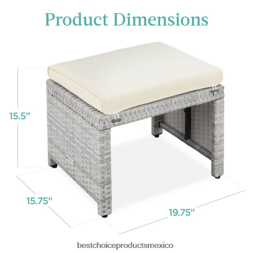 vida al aire libre | Juego de 2 otomanas multiusos de mimbre con cojines desenfundables, estructura de acero. Best Choice Products gris/crema X080FZ919