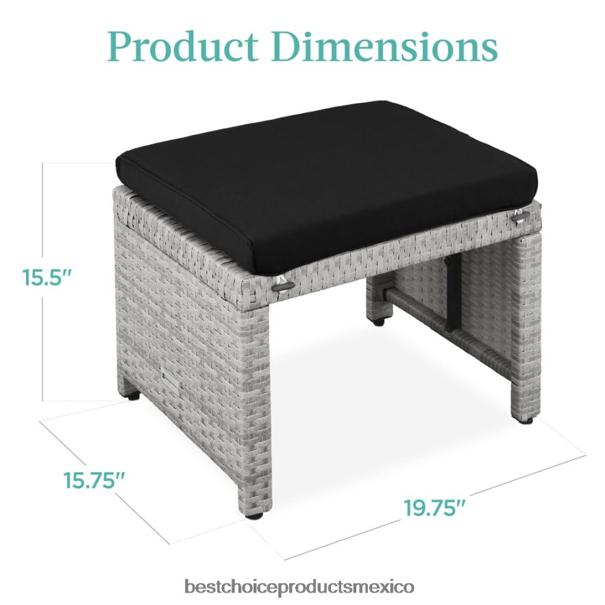 vida al aire libre | Juego de 2 otomanas multiusos de mimbre con cojines desenfundables, estructura de acero. Best Choice Products gris negro X080FZ921